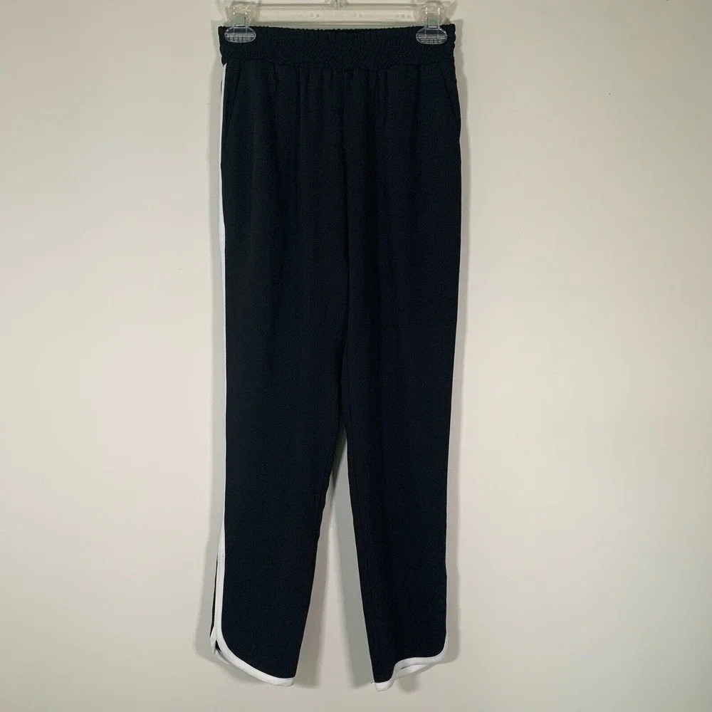 Bec & Bridge Pants Women’s 2 Black White Stripe Elastic Waist Pull On
